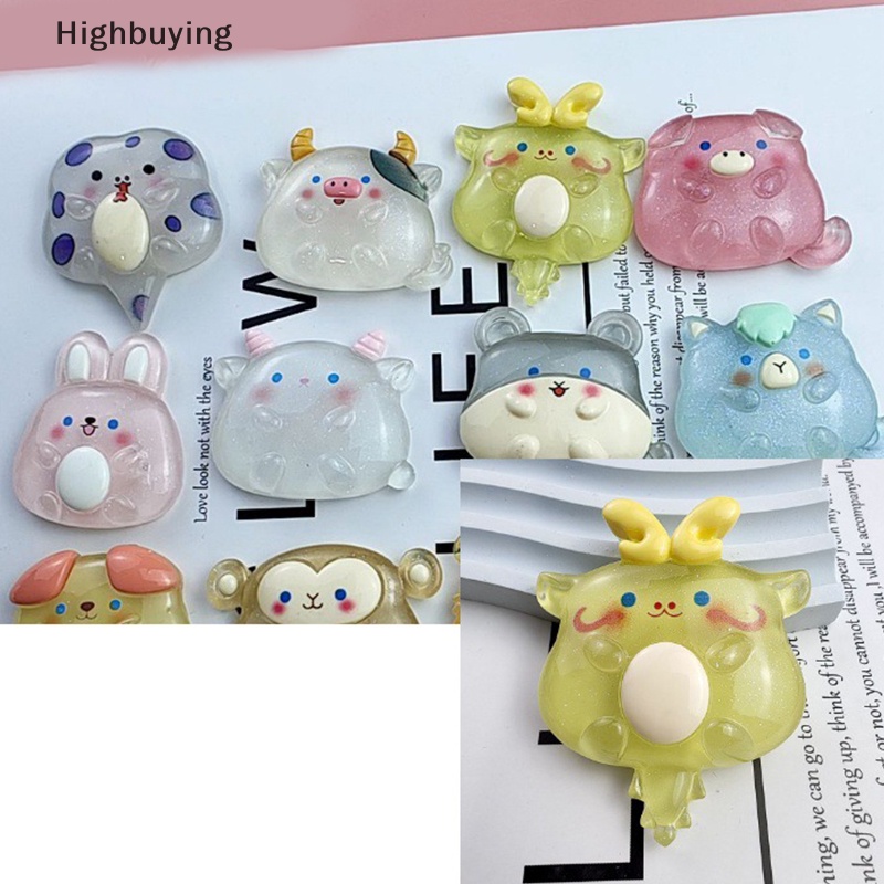 Hbid1/5pcs Resin Luminous Zodiak Mini Dekorasi Kartun Hewan DIY Bahan Craft Aksesoris Untuk Phone Case Mobil Dekorasi Rumah Glory