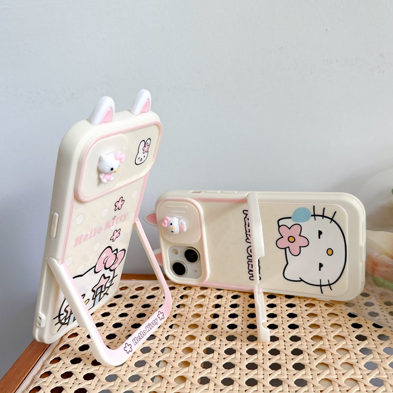 【Push Window &amp; Holder】Star Hello Kitty Doll Soft Silicon Case HP iP iPhone 14 + Plus 12 13 Pro Max 11 Matte FTD Casing Apple