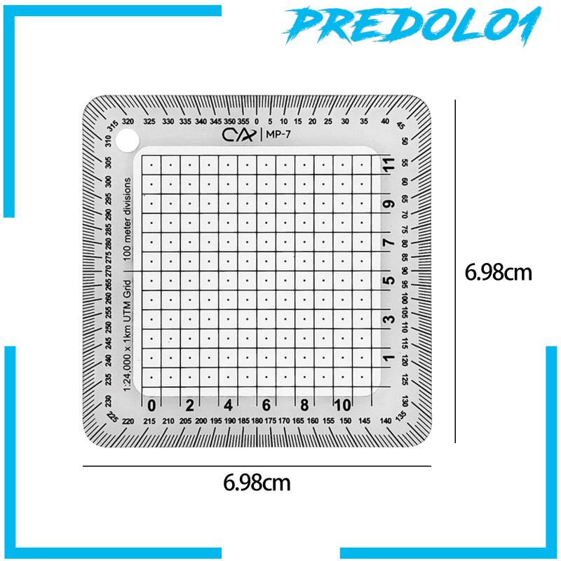 [Predolo1] Pocket Grid Busur Derajat Maptool Transparan Untuk Travelling Membaca Outdoor