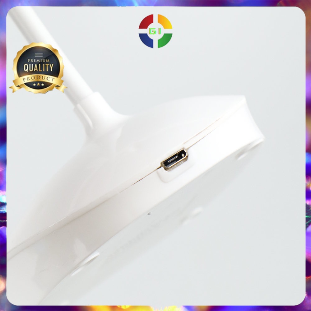 Lampu Meja Belajar Desk Lamp Rechargeable 14 LED White Light White