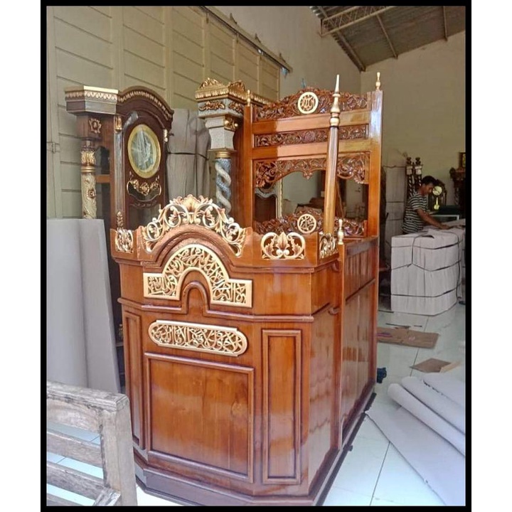 Mimbar Masjid Kereta Mimbar Pidato Mimbar Kubah Jati Mihrab Mesjid 02-RMW