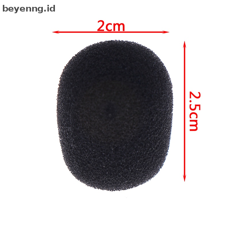 Beyen 10pcs Headset Mikrofon Hitam Kecil Praktis Kaca Depan Spons Busa Mic Cover ID