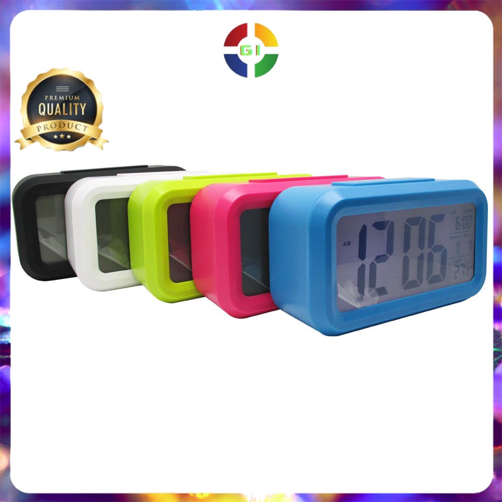 Jam LCD Digital Clock with Alarm Black