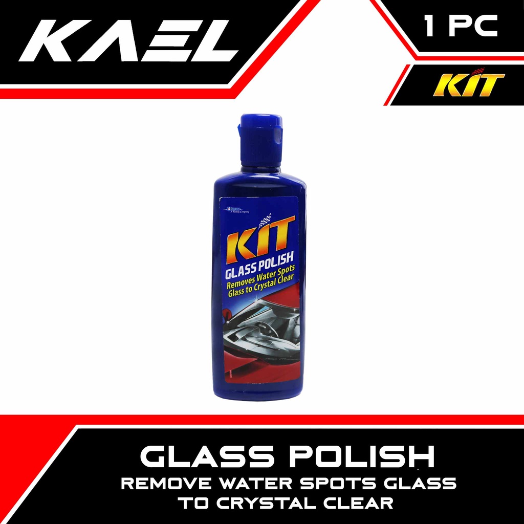 KIT Glass Polish Remove Water Spots Glass To Crystal Clear Pengkilap Pembersih Penghilang Noda Baret Halus Kaca Mobil Motor Jamur Hujan 170 ml