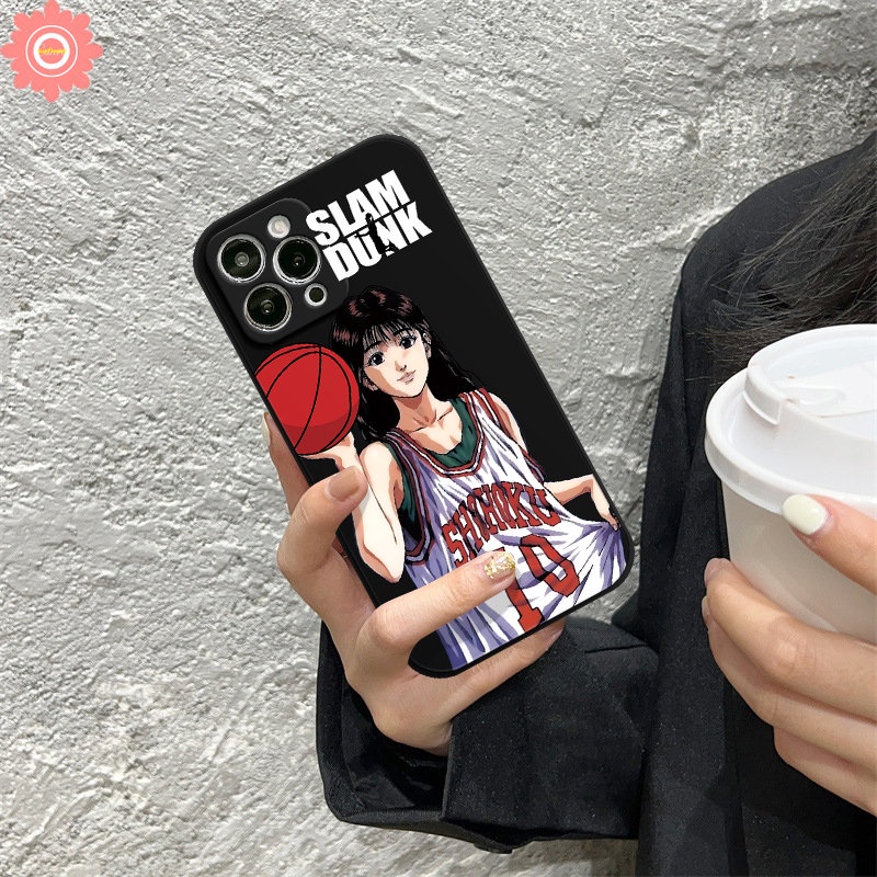 IPHONE Couple Anime Slam Dunk Phone Case Kompatibel Untuk Iphone11Xr 12 13 14 Pro Max7 6S 86 Plus X XS Max SE 2020 Kartun Lucu Sakuragi Hanamichi Haruko Akagi Lembut Penutup Tepi Lurus