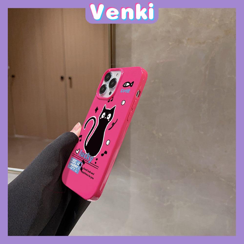 VENKI - For iPhone 11 iPhone Case Red Glossy TPU Soft Case Shockproof Protection Camera Cute Black Cat Compatible with iPhone 14 13 Pro max 12 Pro Max xr xs max 7Plus 8Plus