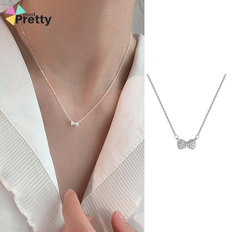 Kalung Bergaya Musim Panas Busur Tulang Selangka Rantai Wanita Fashion Sederhana Manis Liontin  - PD