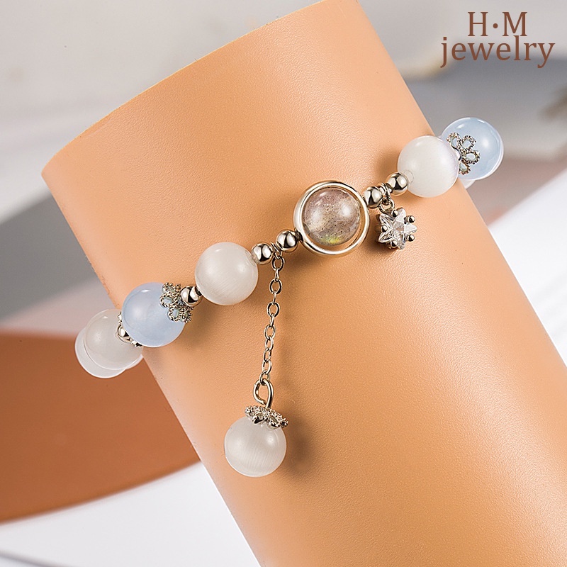 Gelang Opal Bermutu Tinggi Baru Ins Style Moonstone Aquamarine Bracelet