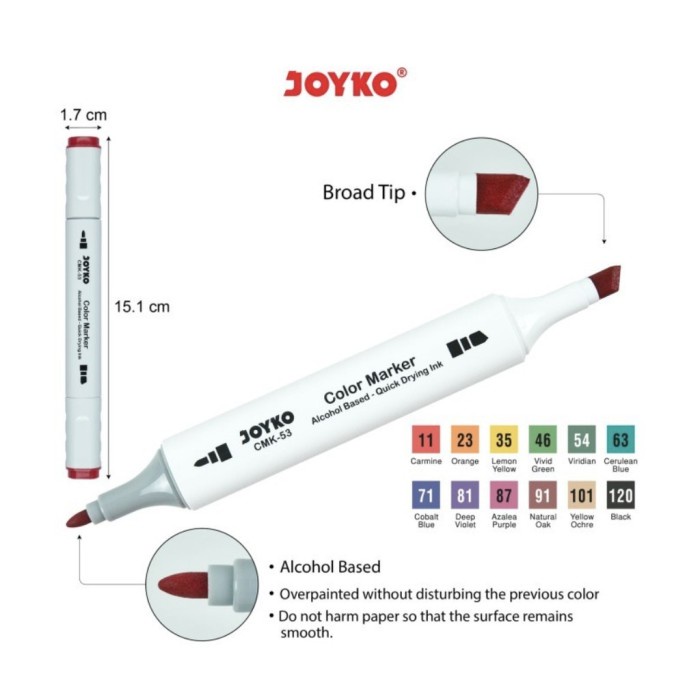 

SET Spidol / Brush Pen / Coloring Marker - Joyko CMK-53-12 MURAH