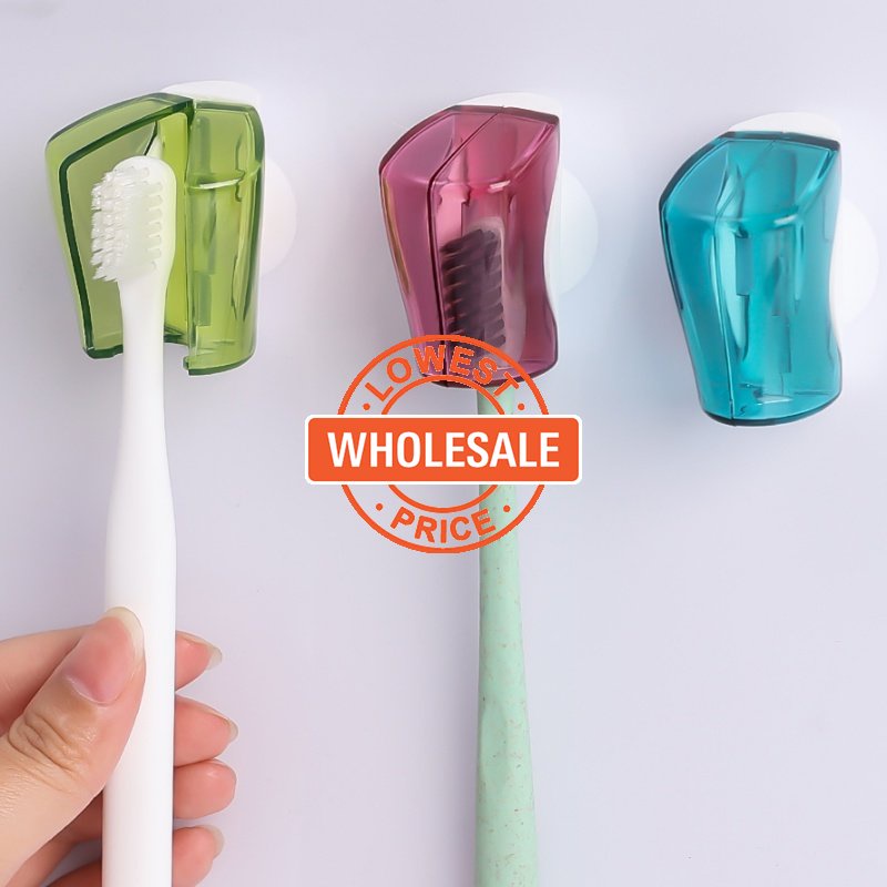 [Harga Grosir] Case Pelindung Kepala Sikat Gigi Portable Toothbrush Cover with Suction Cup Wall Mounted Toothbrush Holder Rak Kotak Sikat Gigi Tahan Debu Tahan Air
