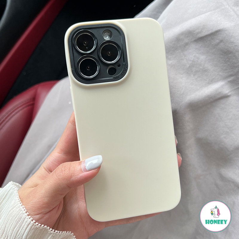 IPHONE Fashion Putih Silikon Cair Matte Case Kompatibel Dengan Iphone11 Case 7Plus 8Plus XR XS 14 13 12 Pro Max Shockproof Lembut TPU Penutup Belakang