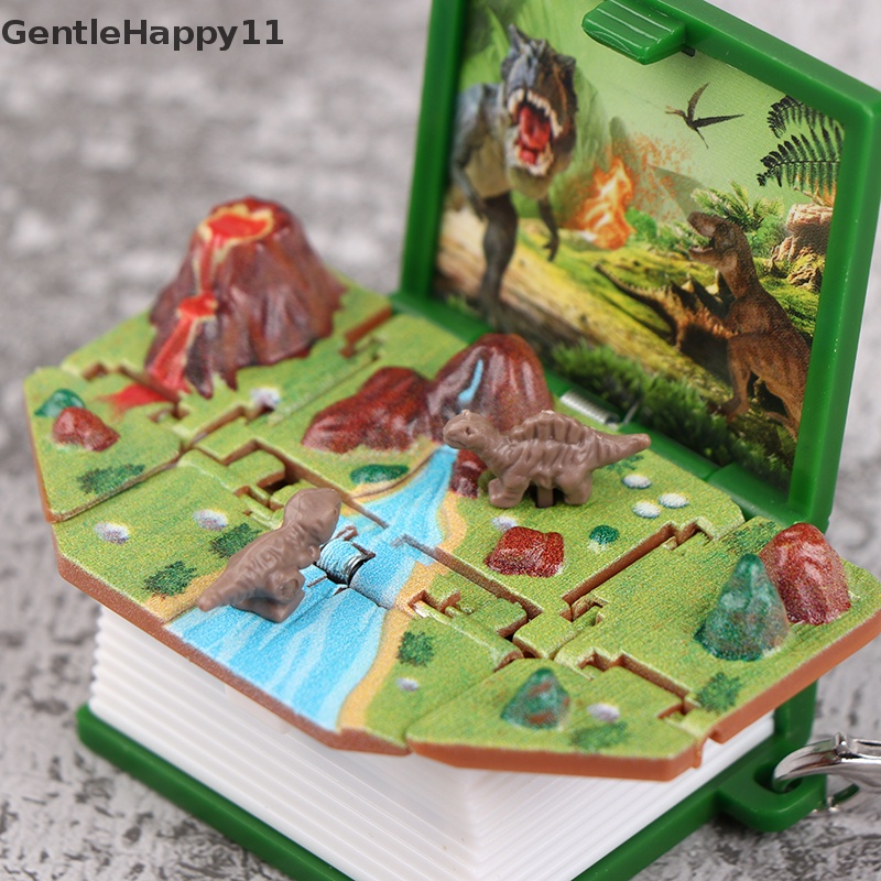 Gentlehappy Novelty Mini Dinosaurus Gantungan Kunci Mainan Game Genggam Anak Pop Out 3D Dino Dunia id