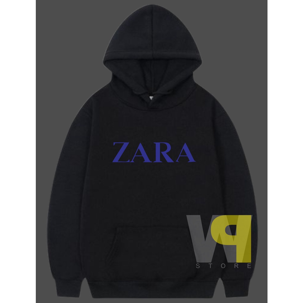 Jaket   Zipper   Hoodie   Sweater Zara - Hitam