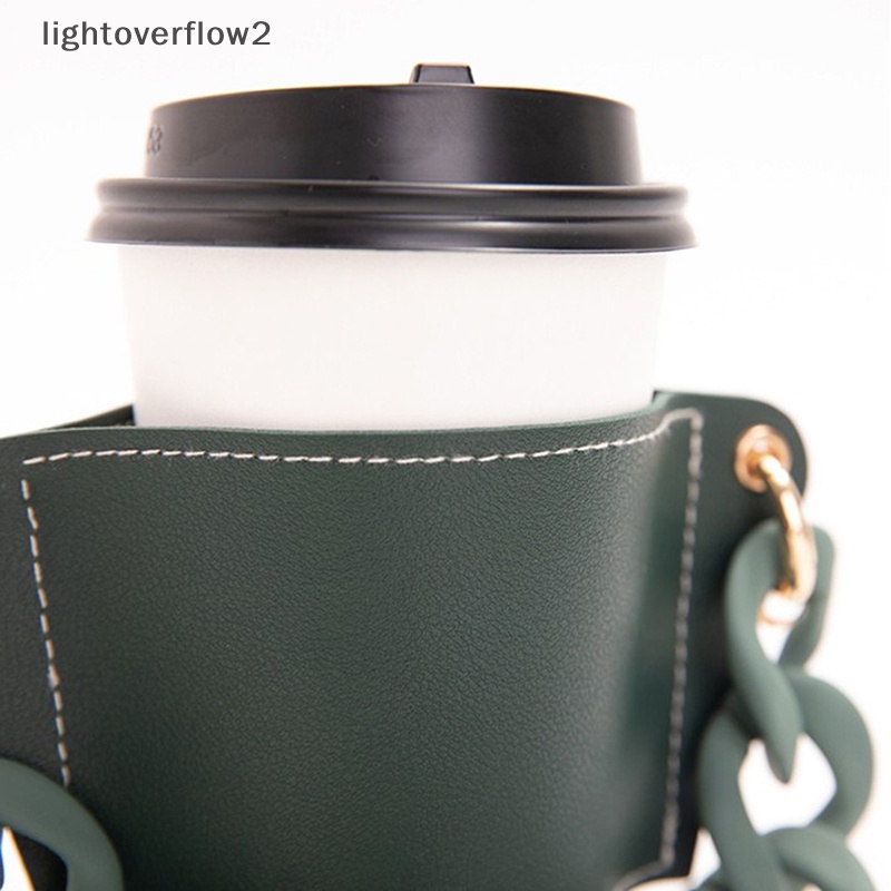 [lightoverflow2] Rantai Portable Tempat Gelas Kopi Gantung Portable Cup Paper Cup Leather Case [ID]