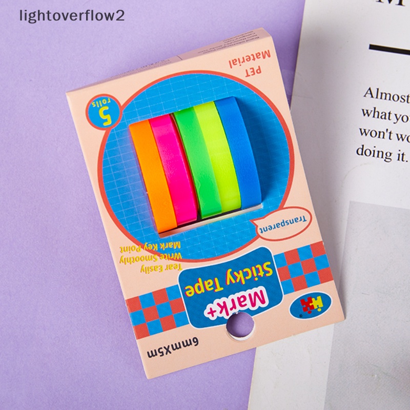 [lightoverflow2] 5roll 5warna Sticky Note Tab Neon Transparan Bendera Stiker Alat Tulis Anak Hadiah Sekolah Perlengkapan Kantor Dekorasi DIY [ID]