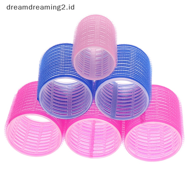 (drea) 6pcs Rol Rambut Perekat DIY Magic Hair Curlers Self Grip Pegang Rol Alat//