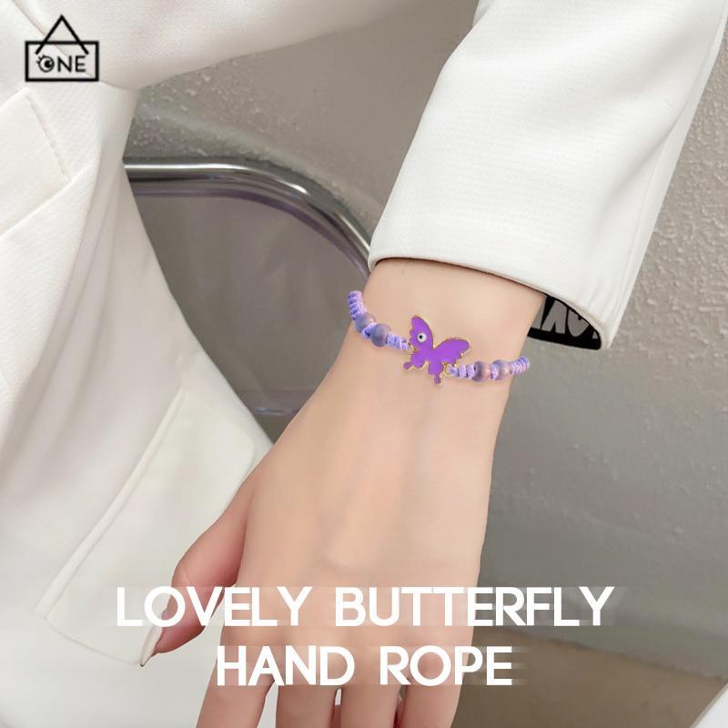 COD❤️Gelang serut kupu-kupu Adjustable Tali gelang yang dikepang Aksesoris Fashion-A.one