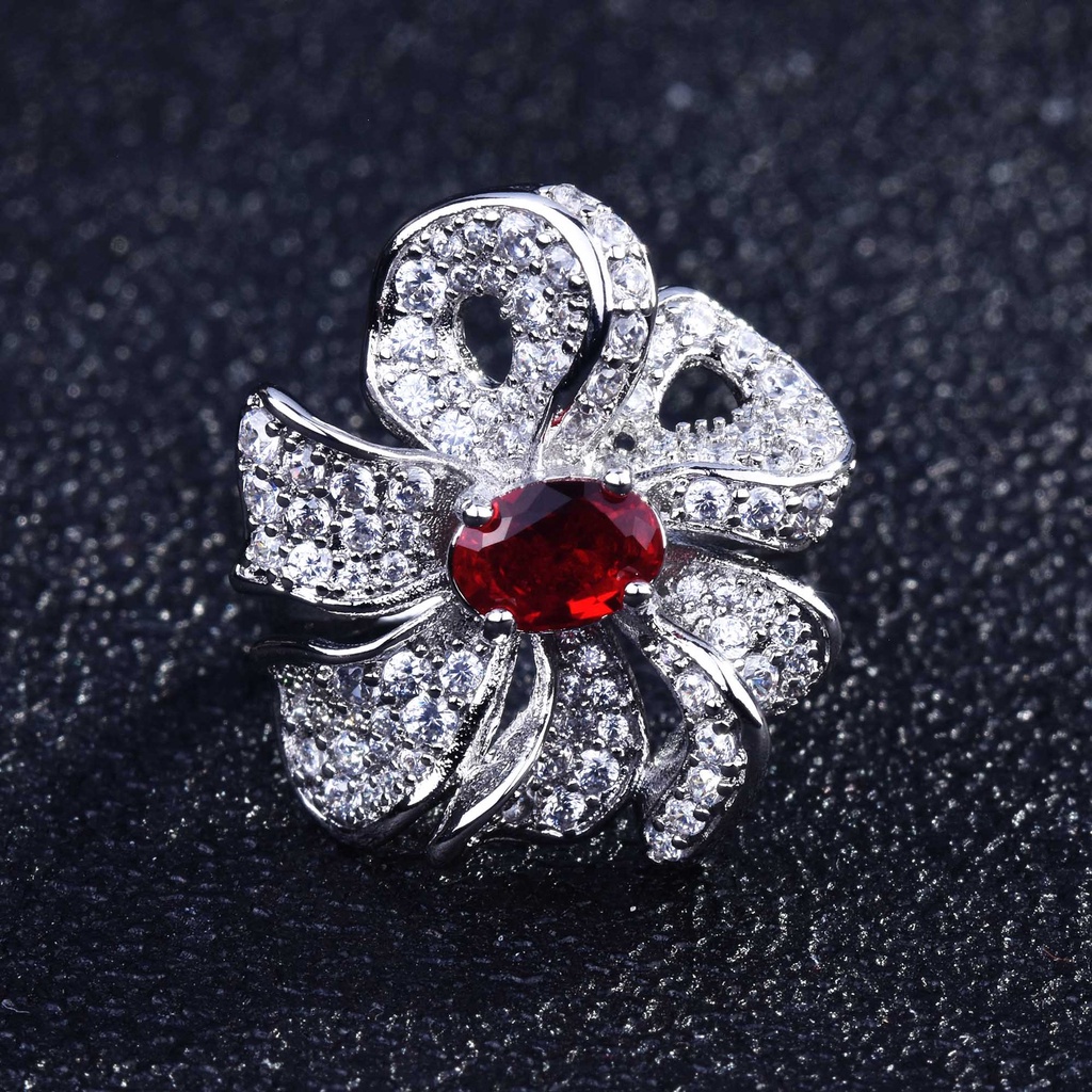 Goldkingdom Aksesoris Perhiasan Fashion Ready Stock Cincin Permata Merah Alami Micro-diamond Butterfly Ring