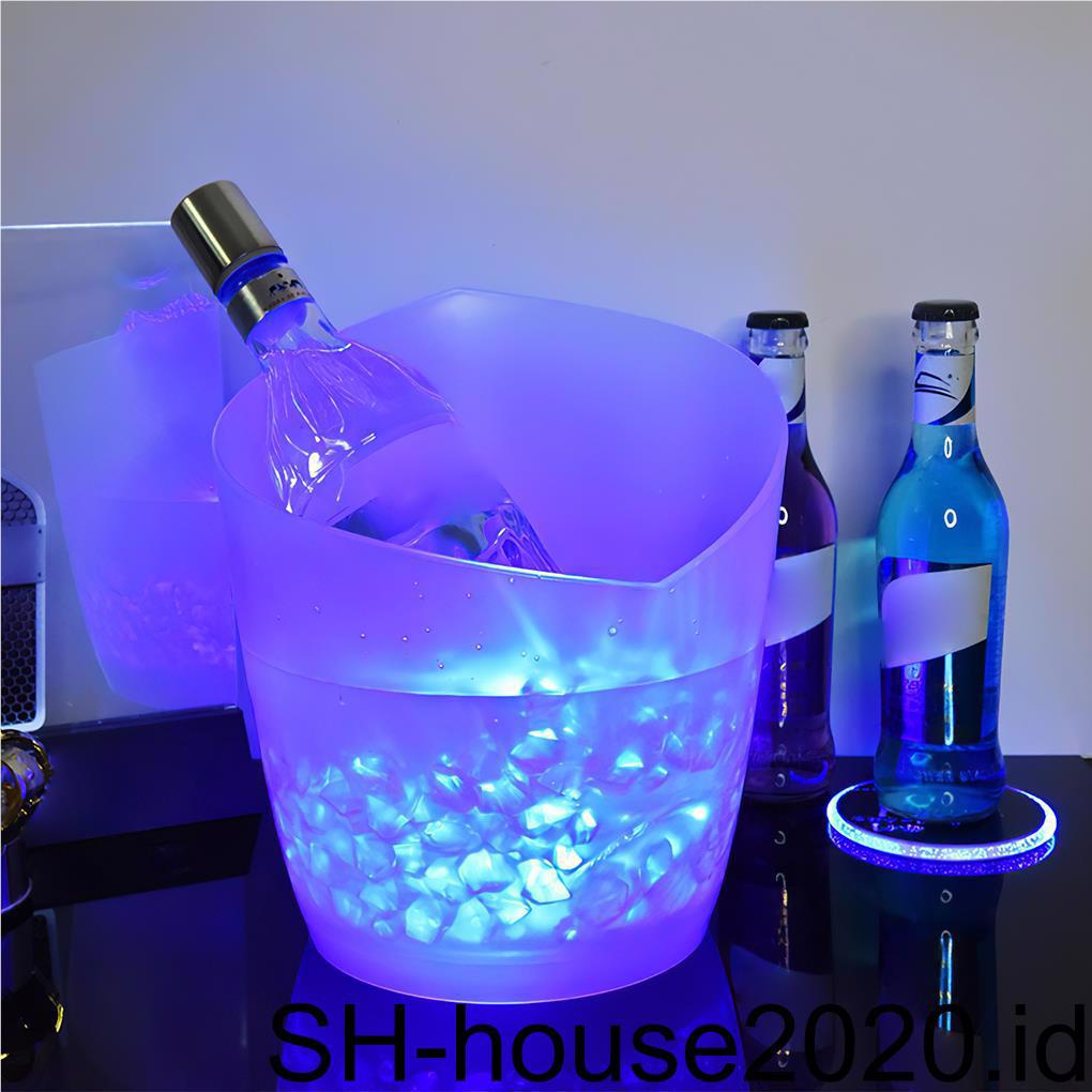 5l Luminous Ice Bucket 7warna Freezer Cooler Dapur LED Ice Bar Bucket mouth Wine design Champagne Changing Oblique Drink Beer Untuk Perlengkapan Pendingin Wine Pesta