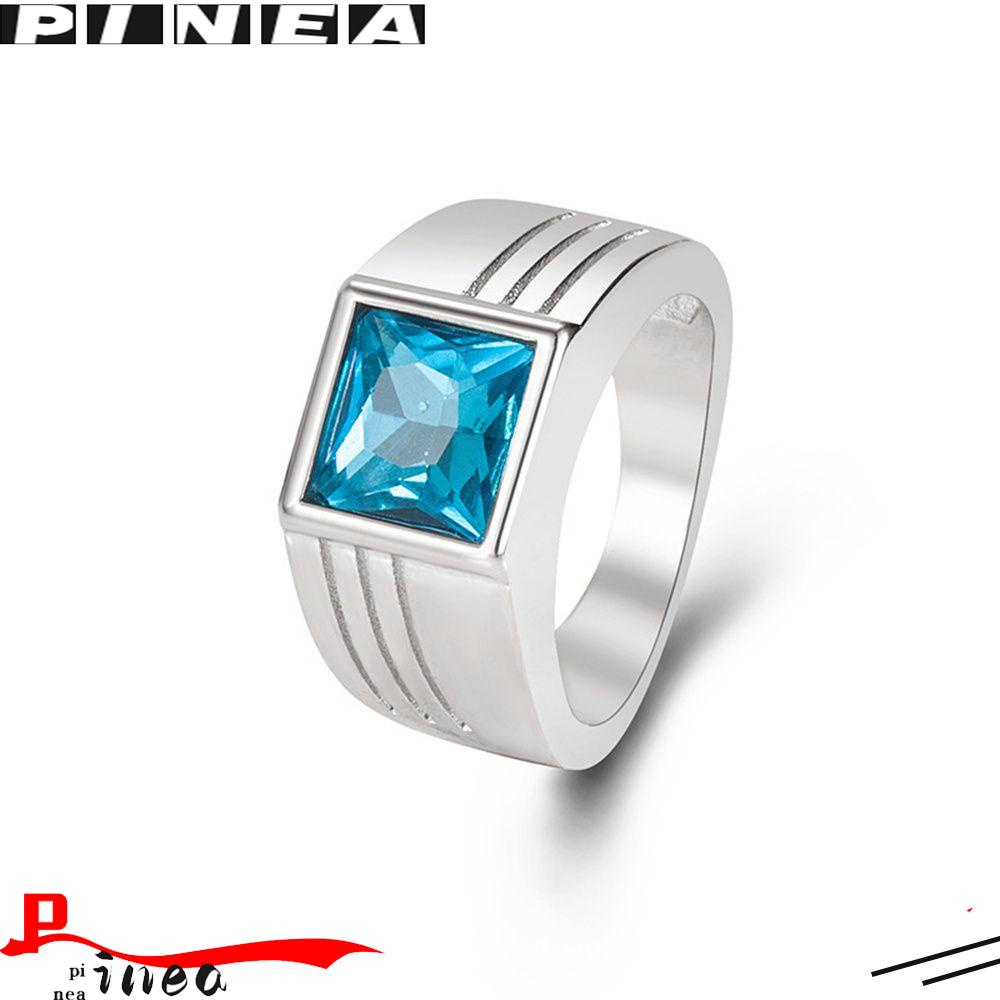 Hadiah Cincin Pria Nanas Fashion Mewah Batu Biru