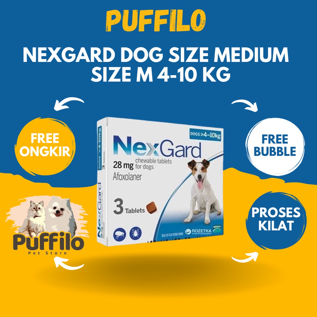 Nexgard Dog Size Medium Obat Kutu / Demodex / Cacing Anjing Size M 4-10 kg