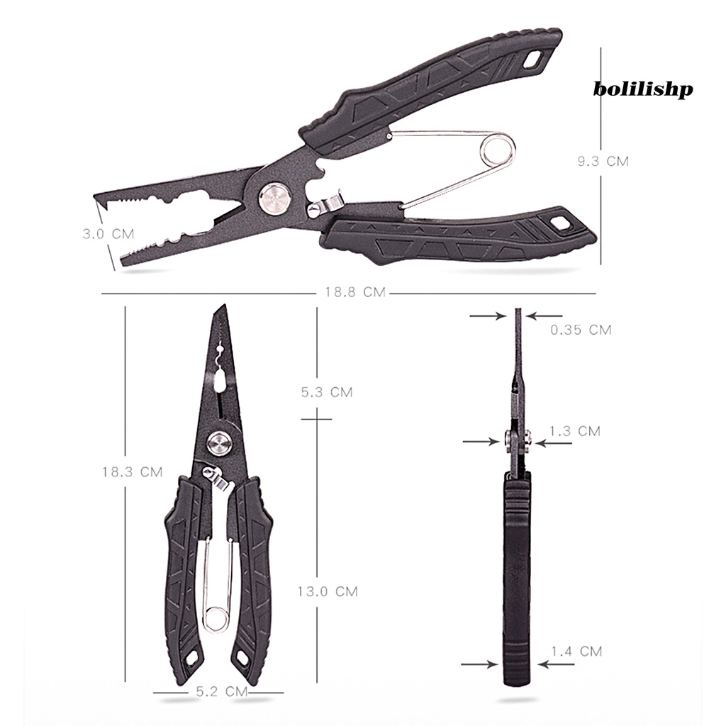 Bo-tang Mancing Kekuatan Tinggi Kuat Mudah Dibawa Tahan Aus Garis Pemotongan Kokoh Pegangan Karet Gigi Air Asin Tang Pancing Untuk Outdoor