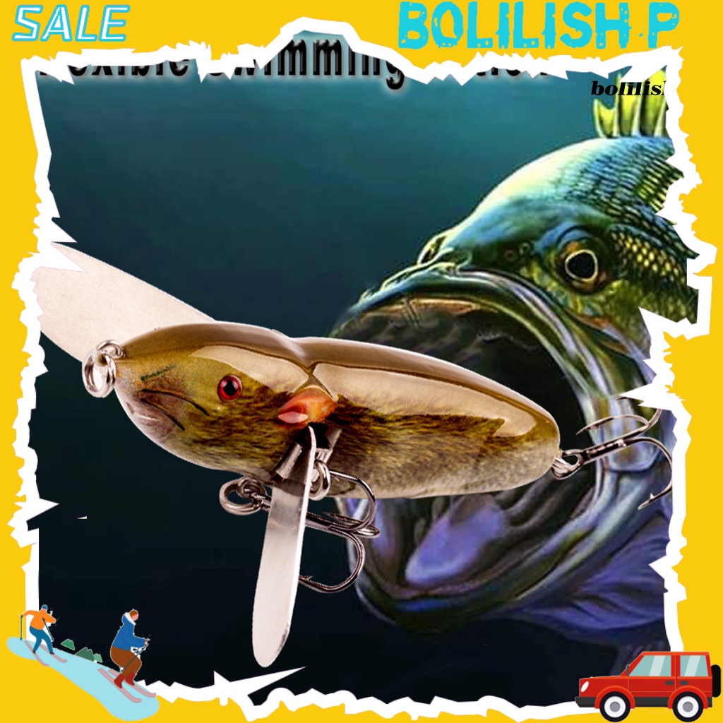 Bo-8cm/14g Umpan Pancing Simulasi 3D Fisheyes Tajam Kait Mini Reusable Atraksi Ikan Ringan Topwater Buatan Mouse Bass Umpan Peralatan Memancing