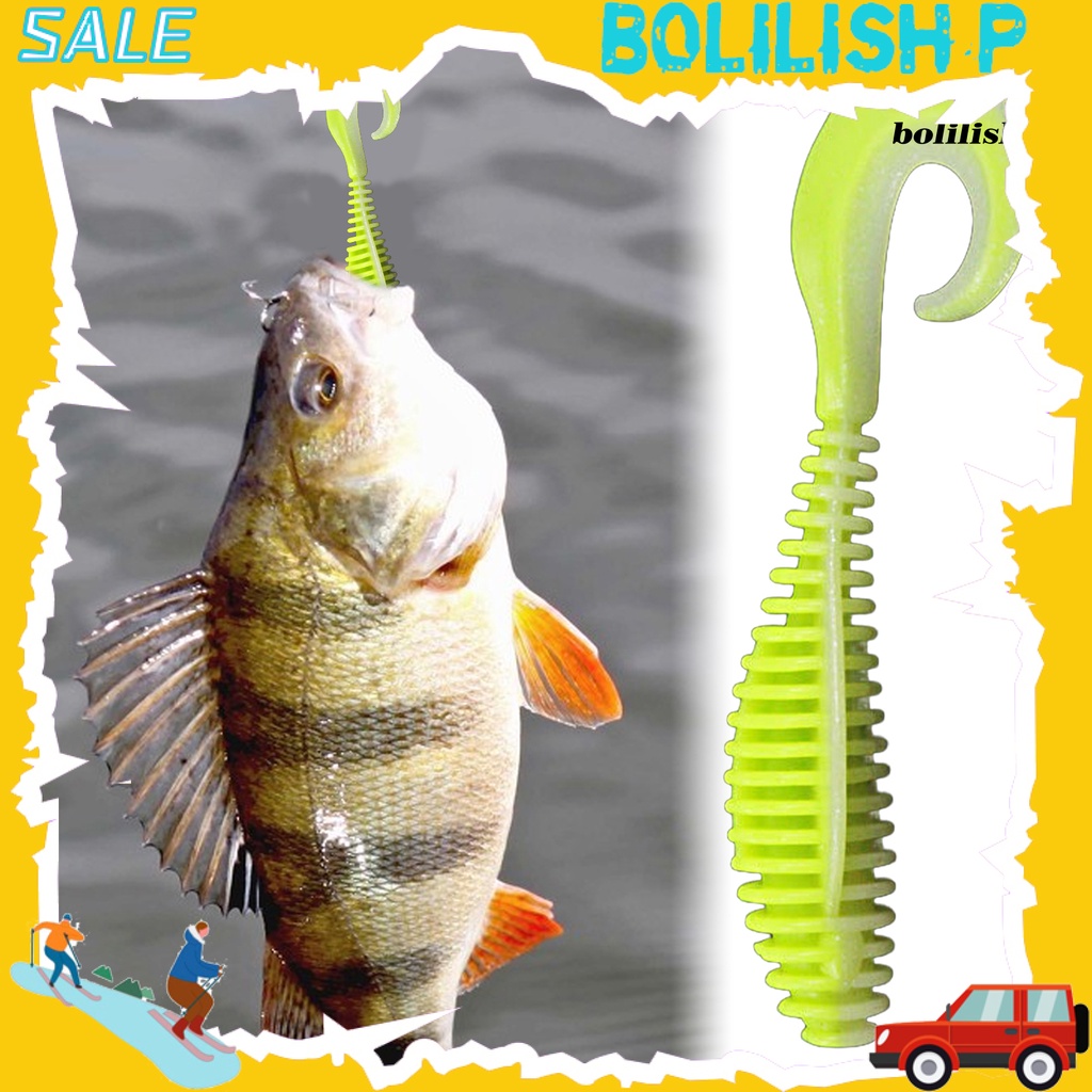 Bo-6pcs 8cm/10.5cm Desain Simulasi Umpan Pancing Fleksibel Tahan Aus Warna Cerah Reusable Fish Attraction Universal Curled Tail Artificial Soft Worm Bait Perlengkapan Memancing