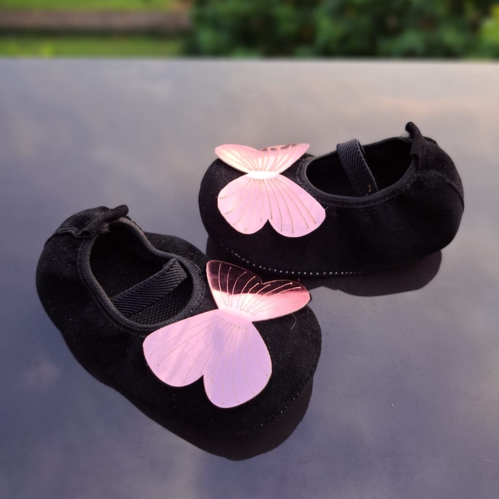 TOKOERS PRP10 Sepatu baby bayi prewalker 1_12 bulan motif Pita Kupu kupu bahan bulu lembut