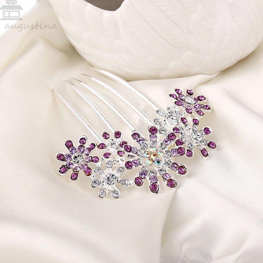 Agustinina Sisir Rambut Aksesoris Hairclip Jepit Rambut Hairwear Wanita Clip Pin Perhiasan Hias Kelopak Bunga