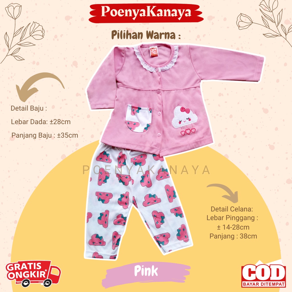 Setelan Baju Bayi Piyama Bayi Panjang Perempuan AWAN Angela Kids 6-18 bulan SPY06