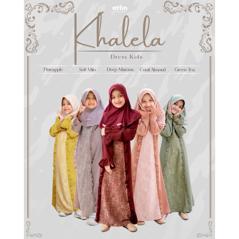 Khaleela Dress Kids by Attin gamis anak couple mom and Kids gamis Simple adem