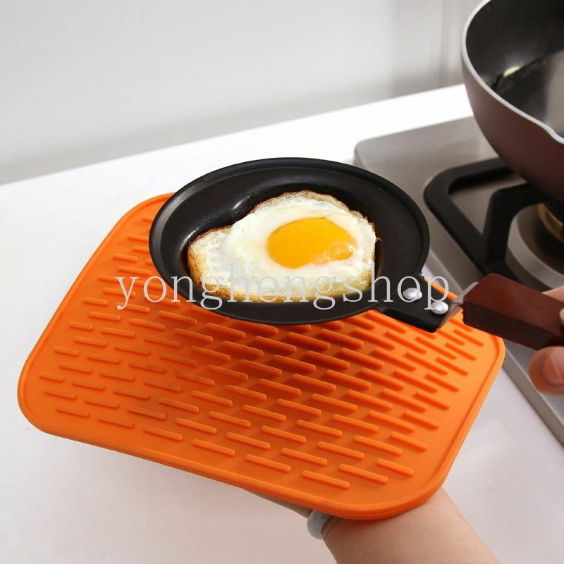 Silikon Anti Panas Panci Pan Holder Pad Tahan Panas Persegi Panjang Alas Meja Makan Non-Slip Coaster Tatakan Drainase Tikar Dish Drying Mat Aksesoris Dapur