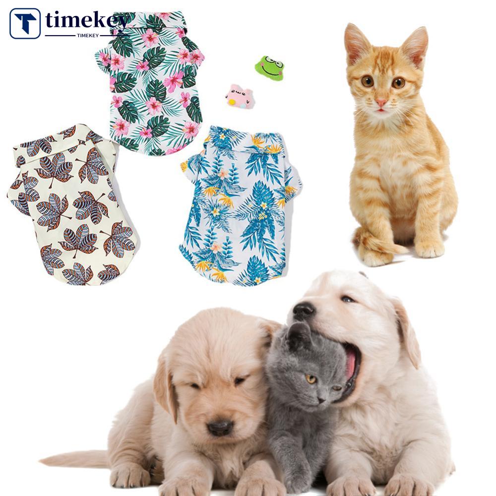 Timekey S-XL Hawaii Style Lucu Musim Panas Kaos Pakaian Hewan Peliharaan Nyaman Untuk Anjing Atau Kucing Puppy Pet Clothes Pet Produk L4N9