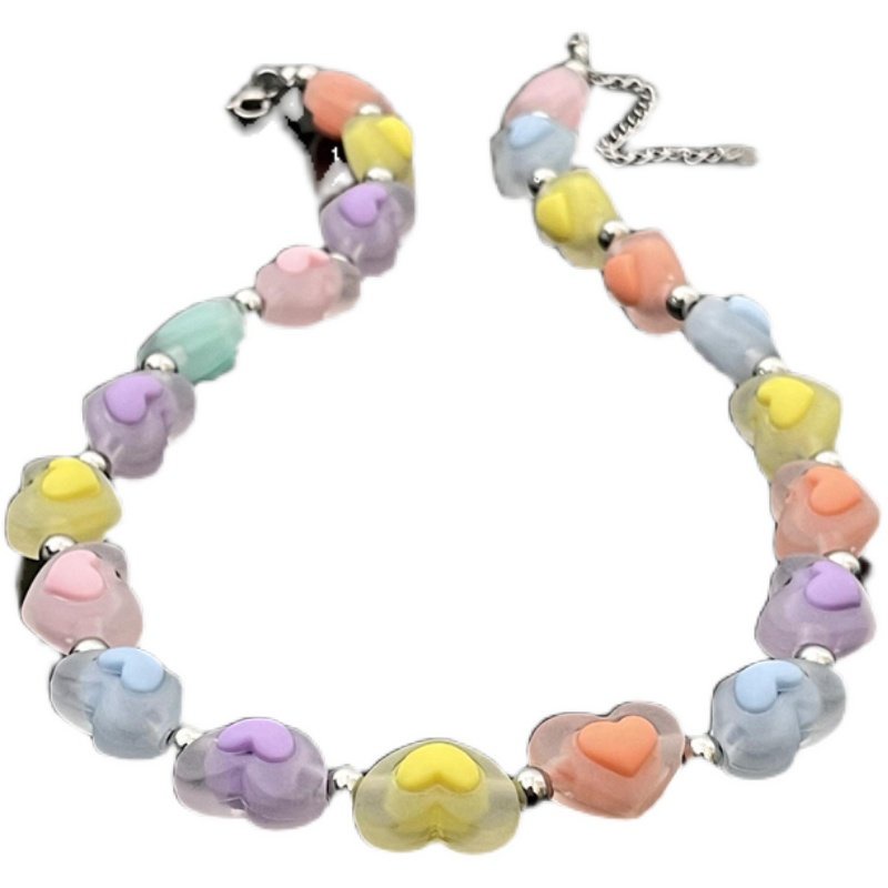 Kalung Manik-Manik Love Warna-Warni Musim Panas Untuk Wanita2023Baru Manis Dan Keren