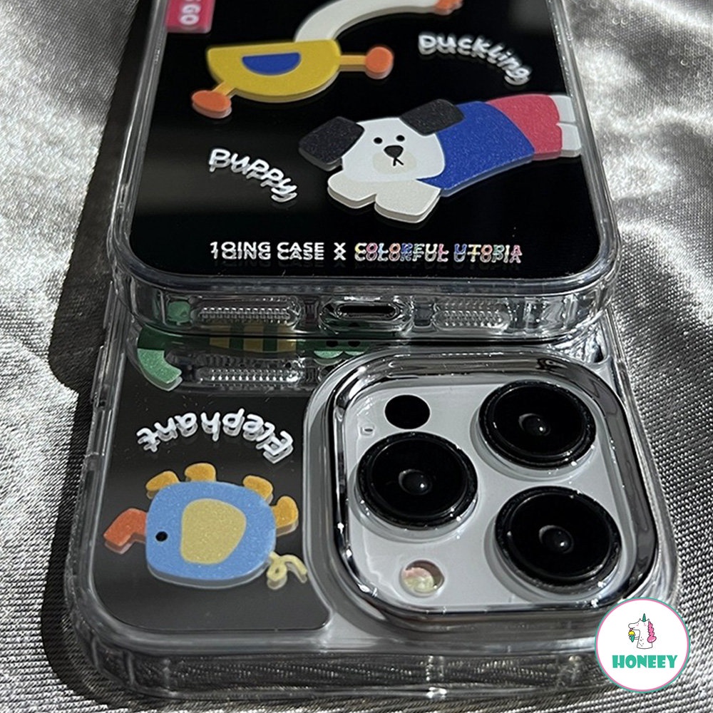 IPHONE Casing Kartun Hewan Yang Menyenangkan Untuk Iphone12 13 14 11 Pro Max Gajah Buaya Bebek Puppy Cermin Shockproof Penutup Belakang