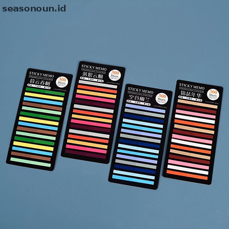 Seasonoun 300lembar Tab Indeks Neon Transparan PET Sticky Note Untuk Penanda Halaman Planner Stiker Kantor Sekolah Tanda Klasifikasi Sticky Notes.