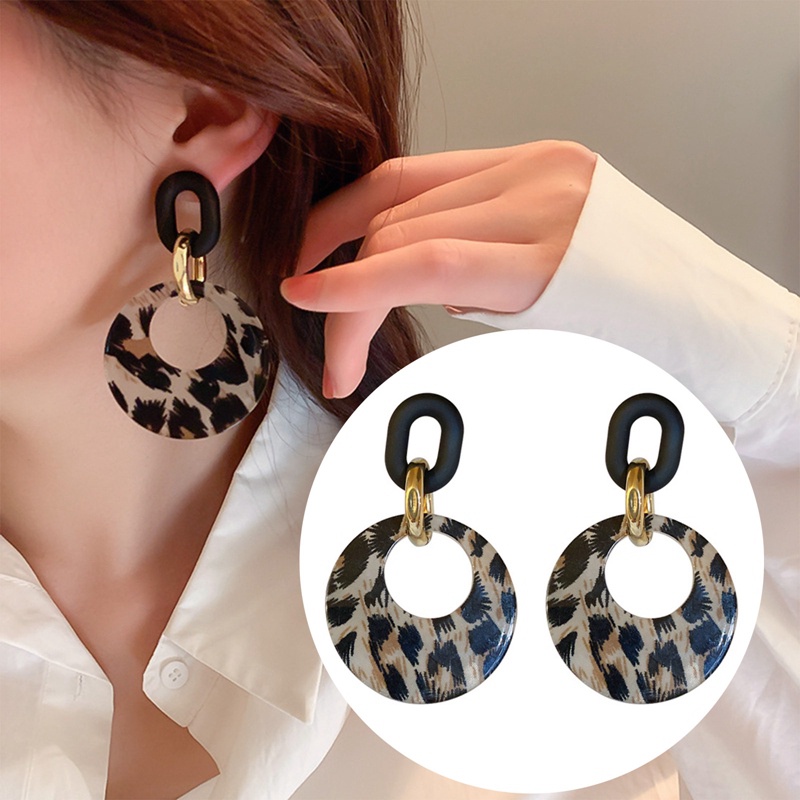 Tidak Teratur Garis Hitam Putih Akrilik Drop Earrings Untuk Wanita Vintage Hiperbole Kepribadian Menjuntai Anting Perhiasan