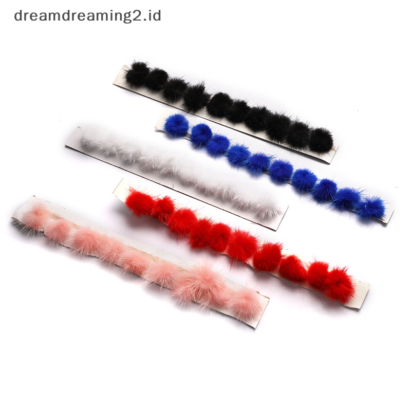 (drea) 10pcs Desain Nail Art Mini Pom Pom Mink Bola Bulu DIY Pompones Perlengkapan Jahit//