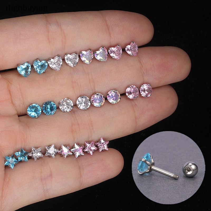 Hbid 1pasang 4mm Multicolor Kristal Stud Anting Untuk Wanita Telinga Tulang Kuku Tulang Rawan Anting-Anting Spiral Stud Earrings Tubuh Perhiasan Hadiah Glory