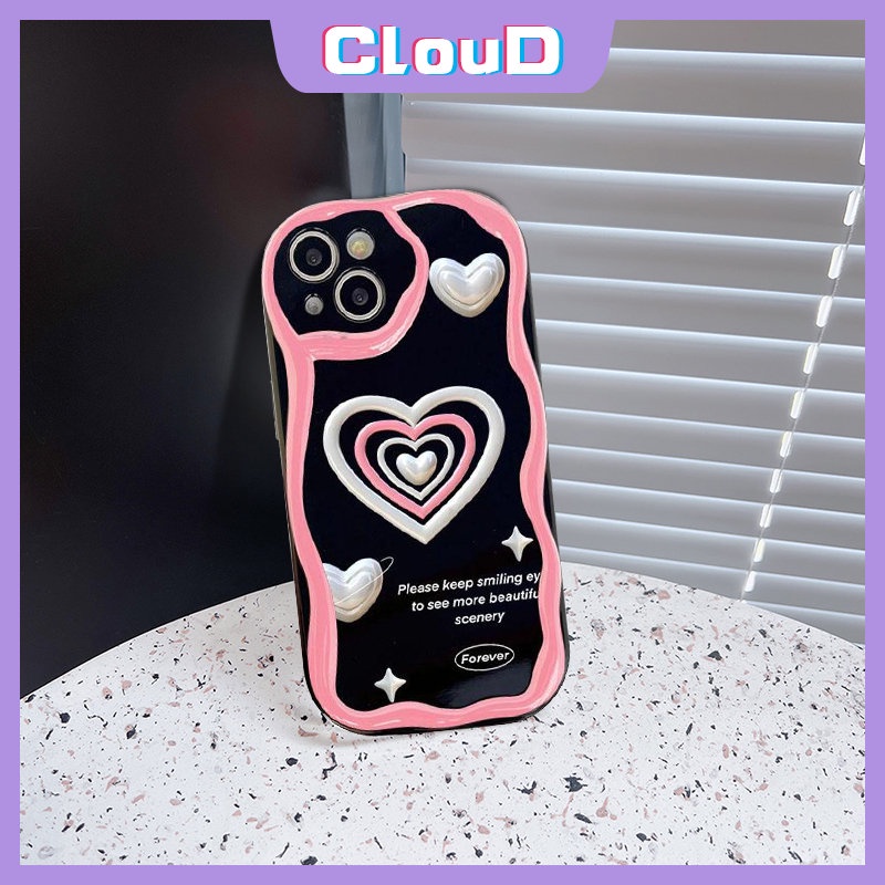 Casing Ponsel Leopard Love Heart Kompatibel Untuk IPhone 7Plus 11 13 14 12 Pro Max7 8 6s 6 Plus XR X 8Plus XS Max SE 2020 3D Wavy Curved Edge Glossy Shockproof Soft Cover