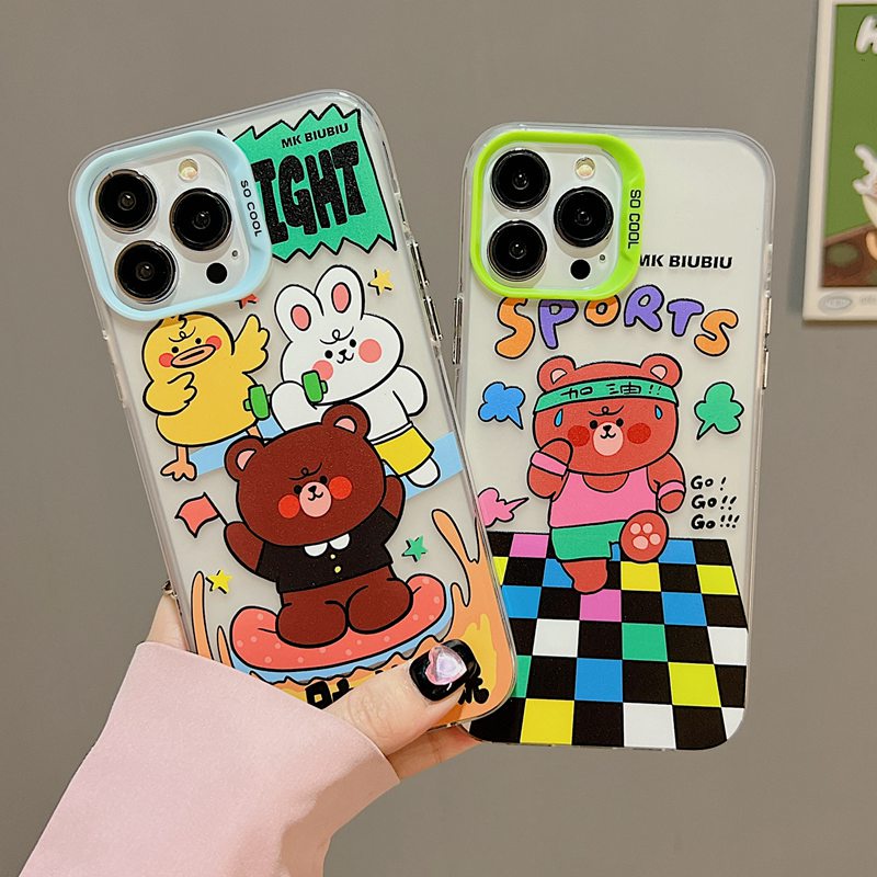 New Sports Bear Skin Feel Soft Case HP iP iPhone 12 13 14 Pro Max 11 So Cool FTD Casing Apple