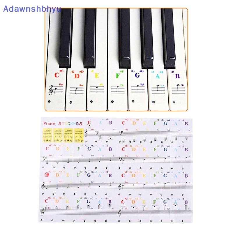 Stiker Nota Keyboard Adhyu88 /61 /54 /49 /37 keys Piano Sticker Transparan ID