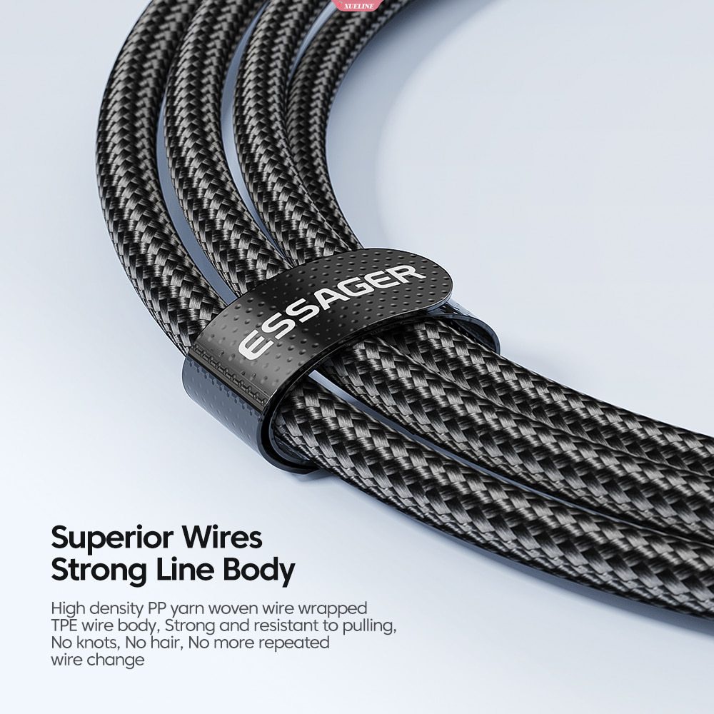 Essager 100W USB Tipe C Ke USB C Kabel USB-C PD Fast Charging Charger Wire Cord Untuk Macbook Samsung Xiaomi Type-C Kabel USBC 3M [ZXL]