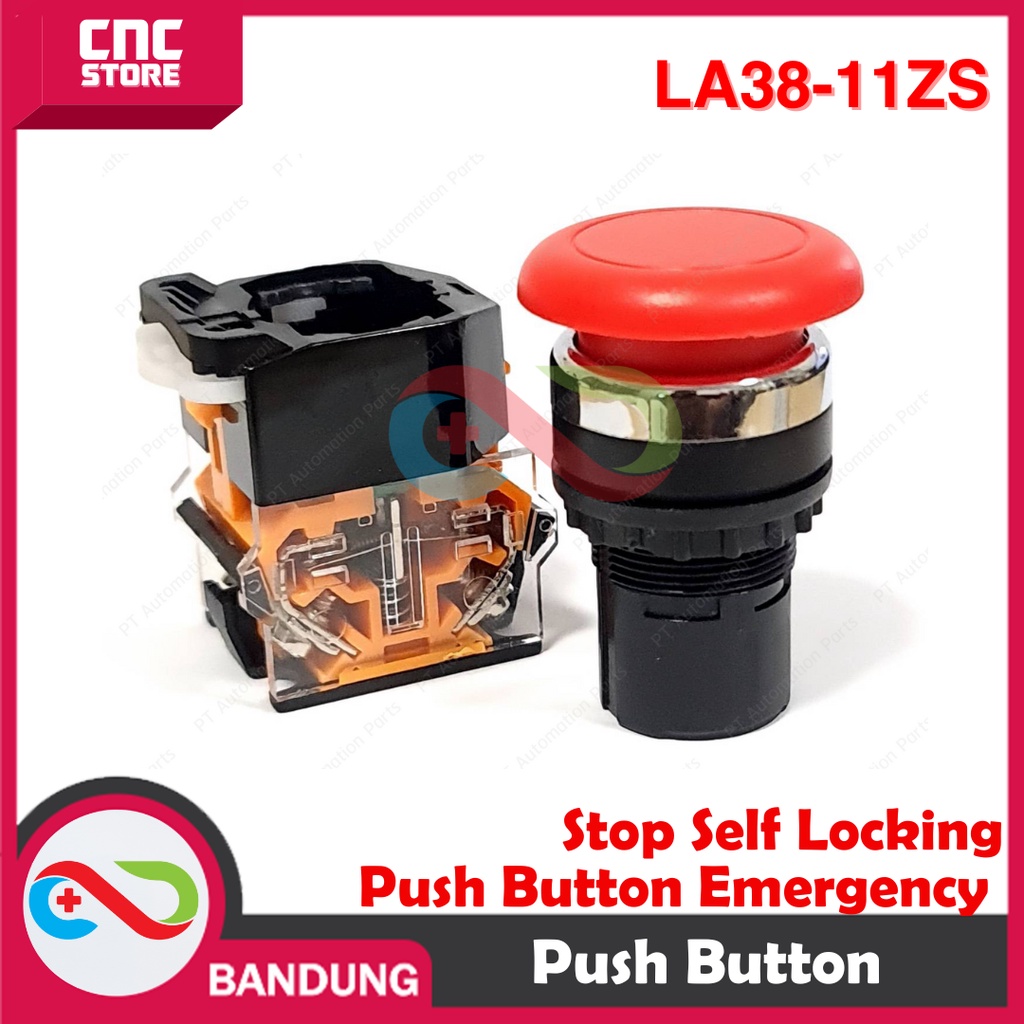 PUSH BUTTON EMERGENCY STOP SELF LOCKING 22MM 10A UPTO 660VAC LA38-11ZS