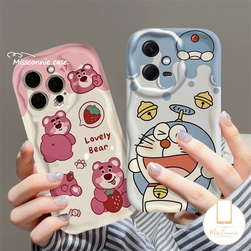 Casing Manyo Kartun Doraemon Lucu Untuk Vivo Y35 Y36 Y02T Y22 Y22s Y12i Y20 Y15 Y16 Y11 Y12 Y93 Y95 Y17 Y02 Y20A Y20s Y31 Y91C Y53s Y50 Y15A Y21s Y15s Y01 Y91 3D Casing Tepi Lengkung Bergelombang