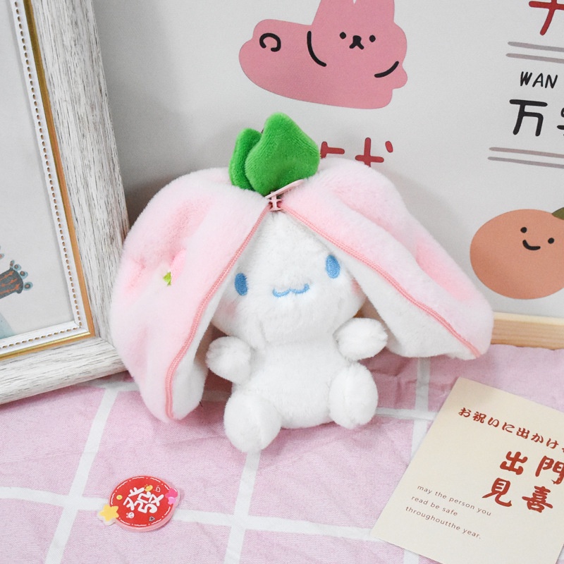 Boneka Kelinci Strawberry Mainan Mewah Cinnamoroll Liontin Lucu Buah Ganti rabbit keyring doll Tas Liontin Perempuan