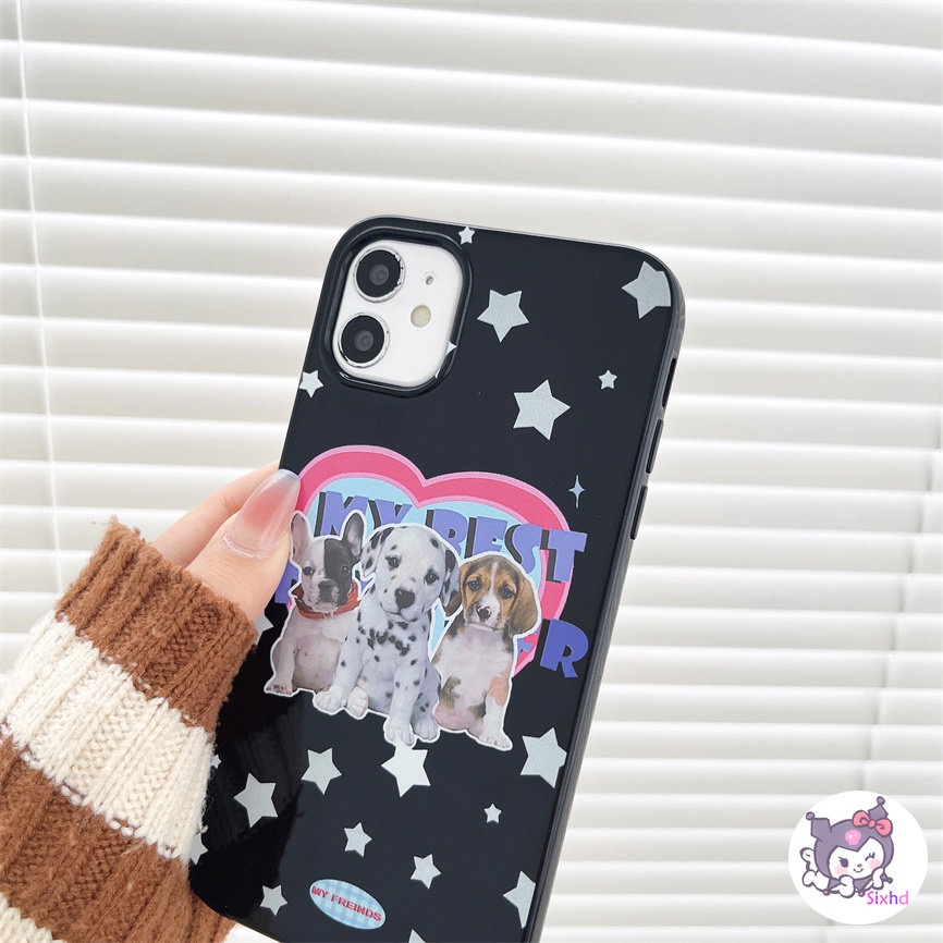 IPHONE Kompatibel Untuk Iphone14 13 12 11 Pro Max SE 2020 X Xr Xs Max8 7 6Plus Hitam Cinta Fashion Anjing Silikon Ponsel Case Lembut Anti Jatuh Pelindung TPU Cover XJJJJ