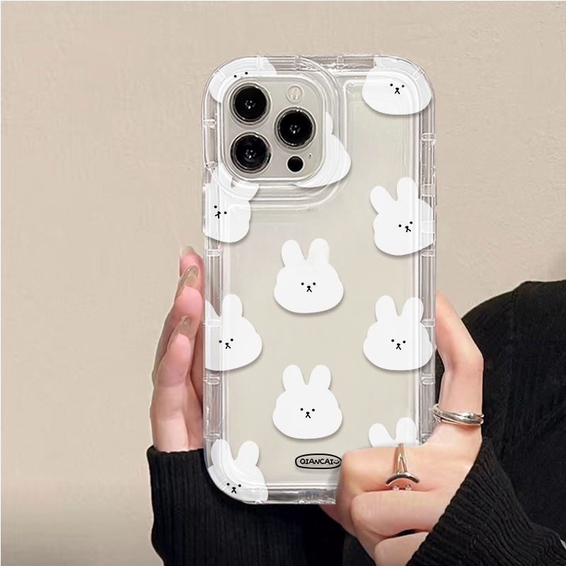 IPHONE Soft Phone Case Kompatibel Untuk Iphone14 13 11 12 Pro XS Max X Xr7 +8 Plus Kelinci Lucu Casing Transparan TPU Silikon Shockproof Cover