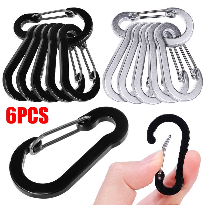 Outdoor Hitam Perak Kualitas Tinggi Berkemah Mendaki Gunung Carabiner Kait/Botol Air Portabel Paduan Aluminium Gantungan Kunci Gesper